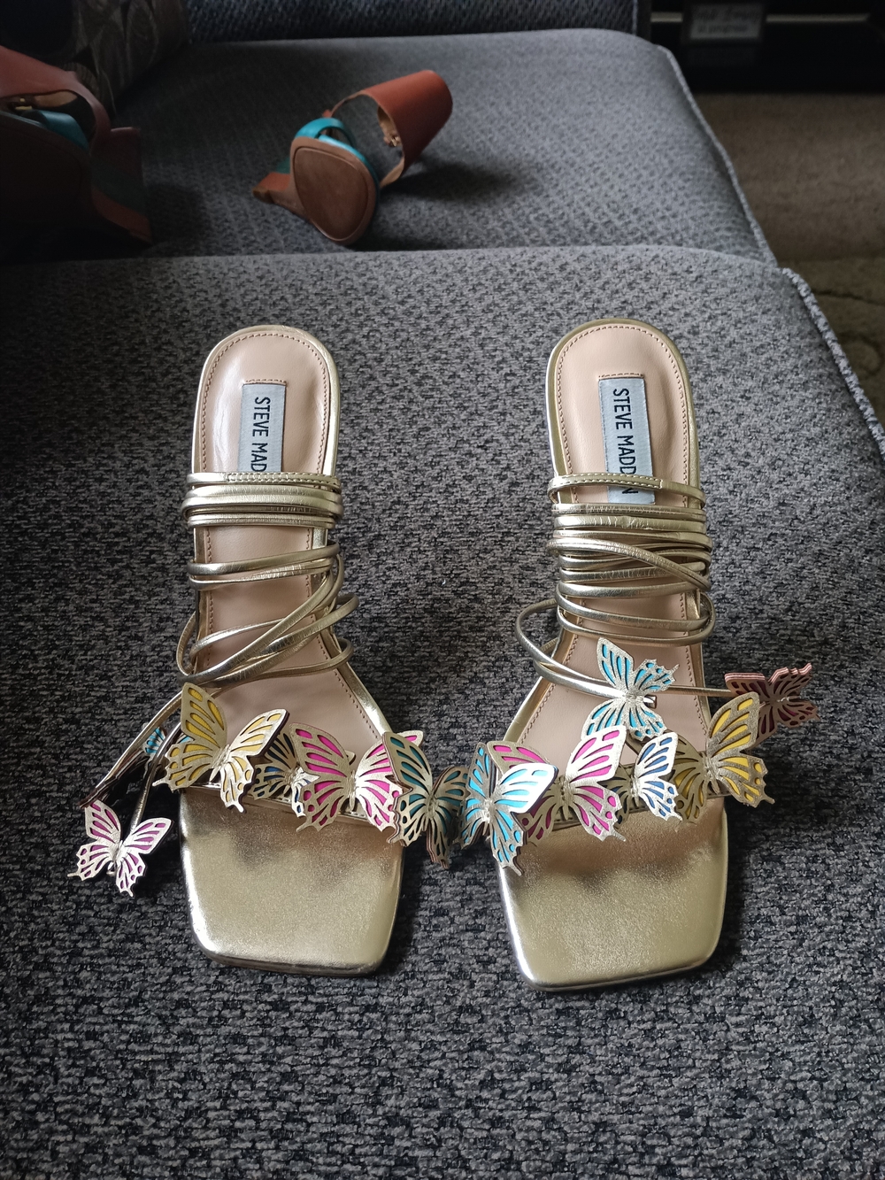 Steve Madden Gold Butterfly Lace-Up Sandals